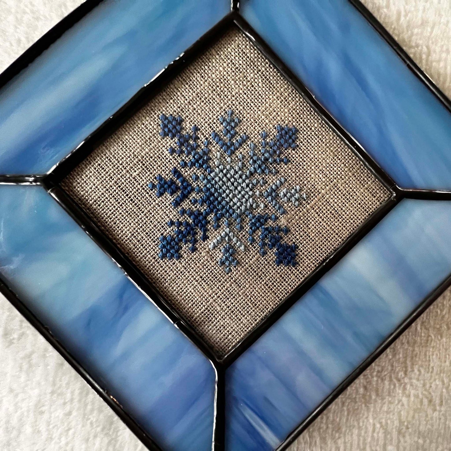 Snowflake Decoration - Light Blue Stained Glass- Light Blue Snowflake