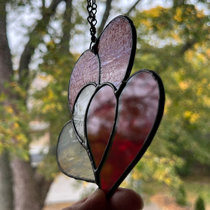 Heart Suncatcher - Pink, White and Red Triple Heart