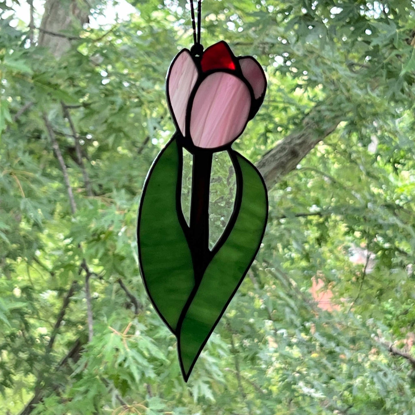 Tulip Suncatcher in Pinks and Red