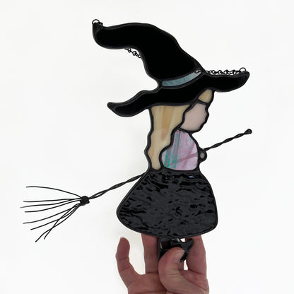 Witch Girl Suncatcher with Black Ripple Skirt