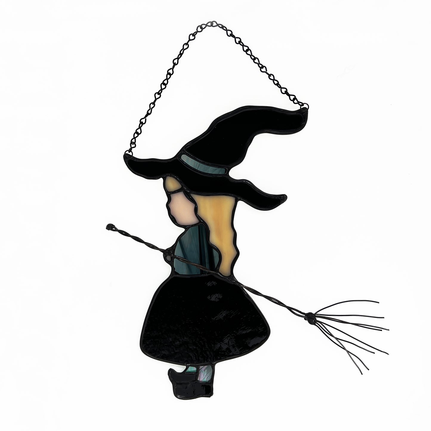 Witch Girl Suncatcher with Black Ripple Skirt